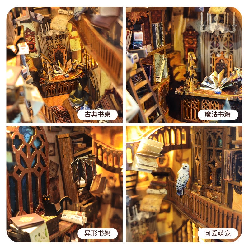 Magic World 3D Diy Cabin Handmade Assembled Book Stand Desktop Model Toy For Holiday Gifts - Image 4